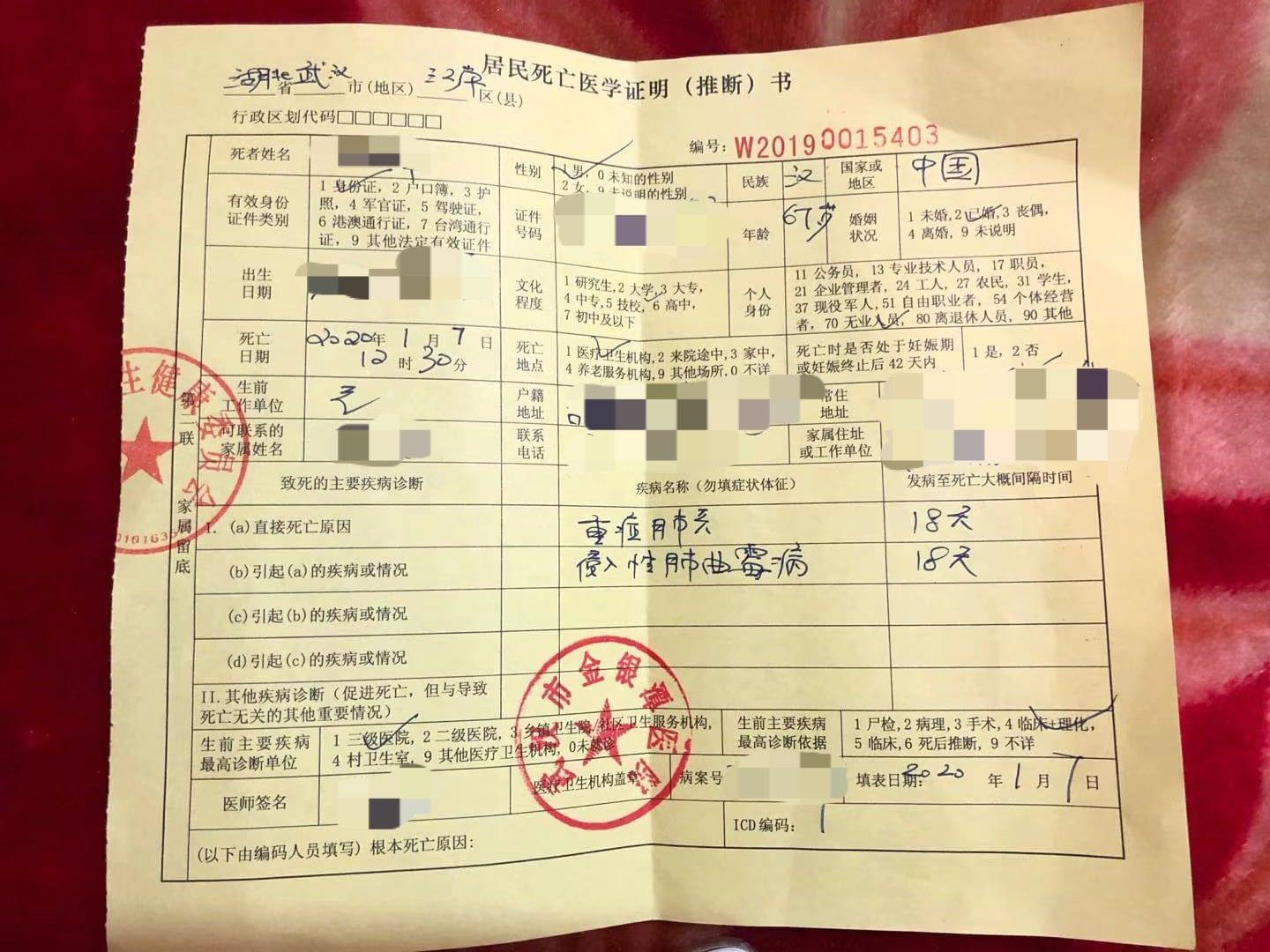 死亡证明图 死亡证明图